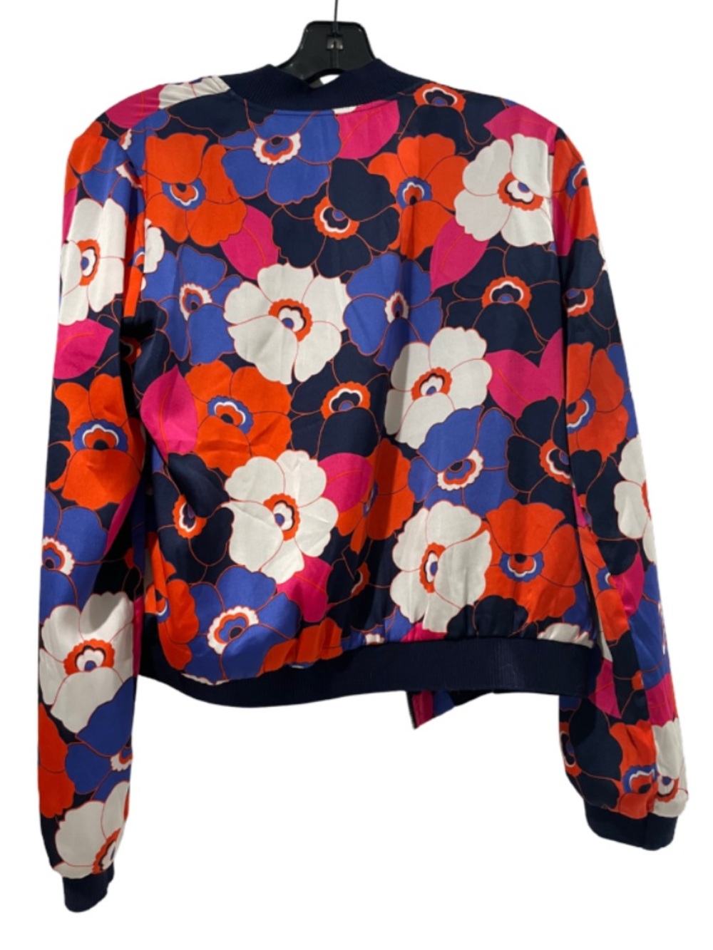 Promod Floral Bomber Jacket in Navy, Orange & Pink - Picture 2 of 3